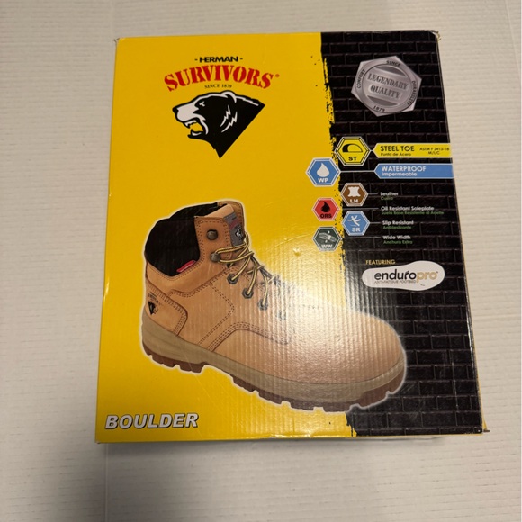 NWT 11.5W wide Tan waterproof steel toe Boots leather slip resistant men’s - Picture 6 of 7